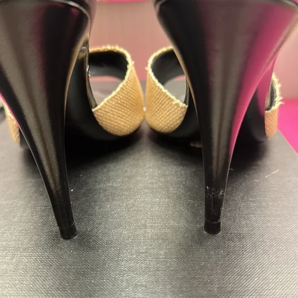 Saint Laurent la raffia and leather stiletto sandals - Picture 5 of 6